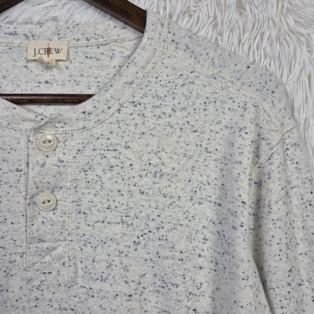 J.Crew Oarsman Brushed Jacquard Rib‎ Knit Henley Mens M Beige Speckled Heritage